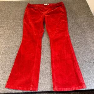 Sundance Corduroy Flare Pants Women’s 32 Red Cotton Stretch Pockets Mid Rise